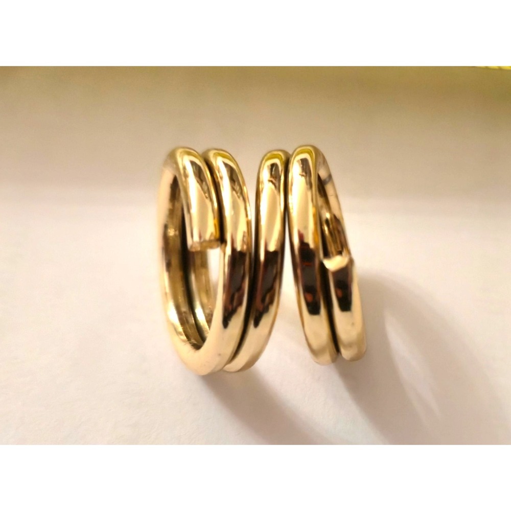 Chunky Gold-Tone Spiral Statement Ring Multi-Layered Adjustable Size 3/4